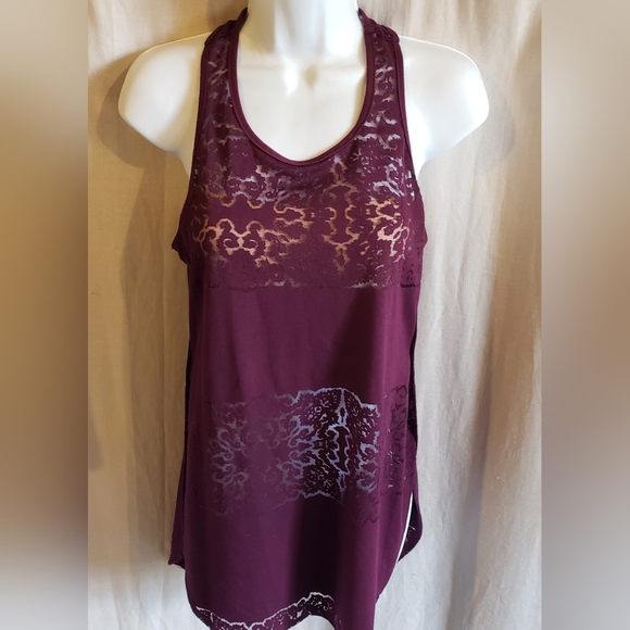 Women's Raspberry Purple Razorback Sheer Tank Top Size XS - Picture 3 of 15